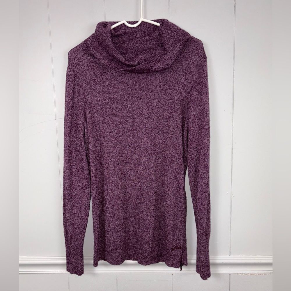 Woolrich Wool Blend Cowl Neck Purple Long Sleeve Shirt Large Winter Baselayer